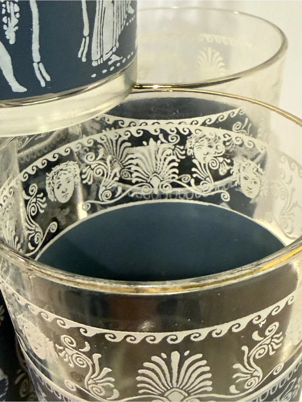 Vintage Wedgewood Jasperware Hellenic Jeanette Blue 5 oz Greek Glass Lot of 5